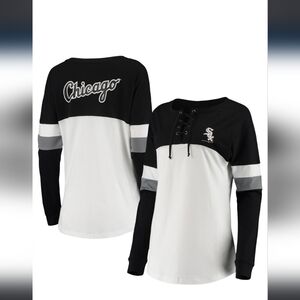 Women's Chicago White Sox New Era White/Black Lace-Up Long Sleeve T-Shirt